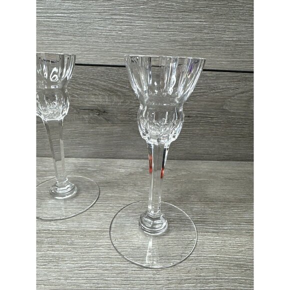 WATERFORD Crystal MARQUIS PALLADIA Taper CANDLESTICKS Rosette Cuts 6” - Picture 2 of 6